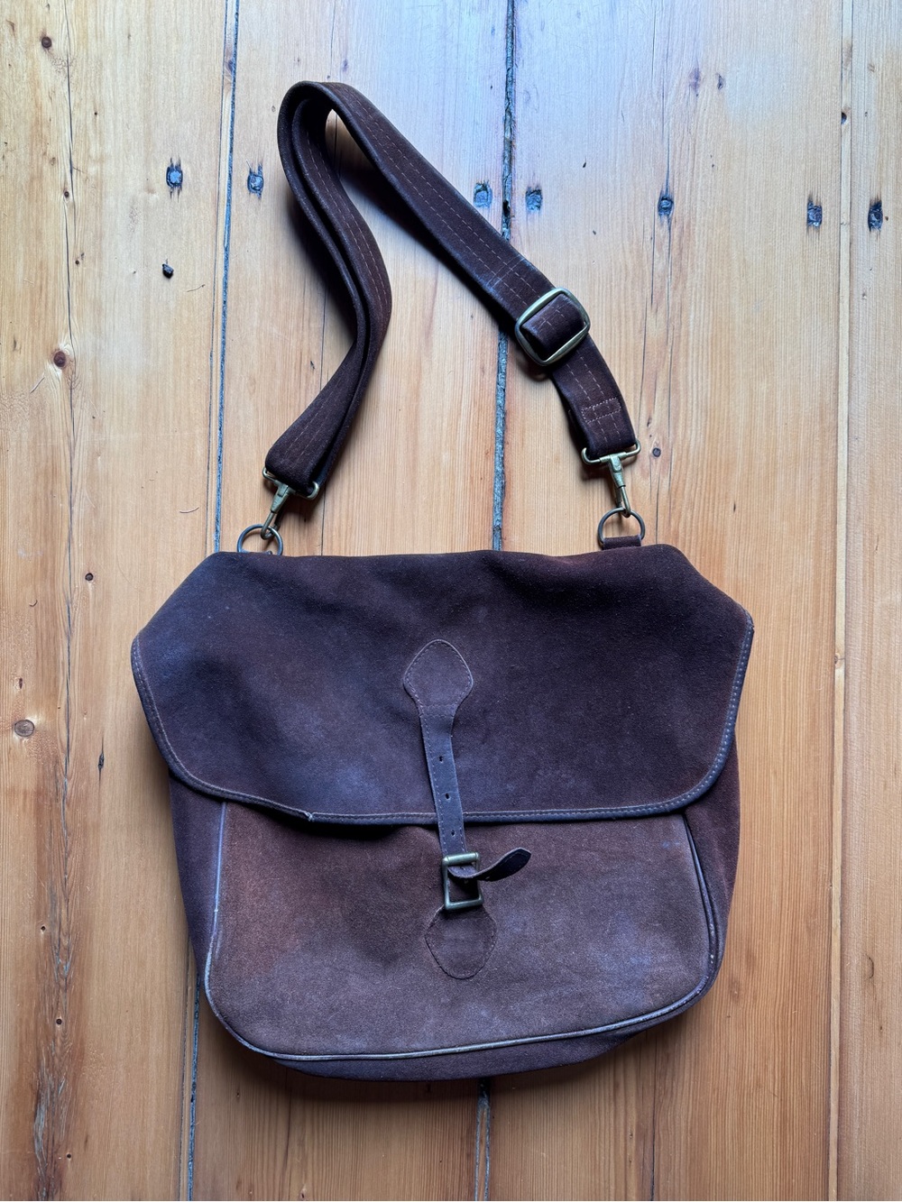 Vintage 60’s L.L. Bean Dark Brown Suede Messenger Bag